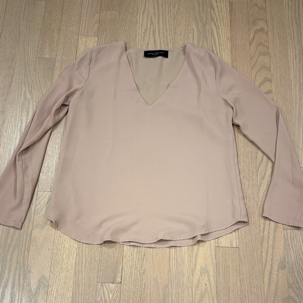 Akira Chicago Blush Pink Women's V-Neck  Long Sleeve Layered Blouse Top Small